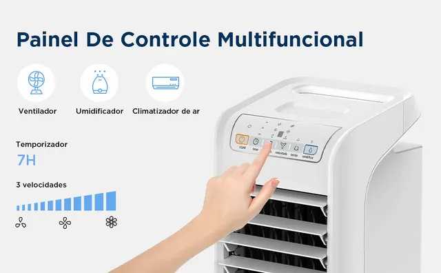 Painel de controle multifuncional do Midea AKAF1 AKAF2 em imagem promocional